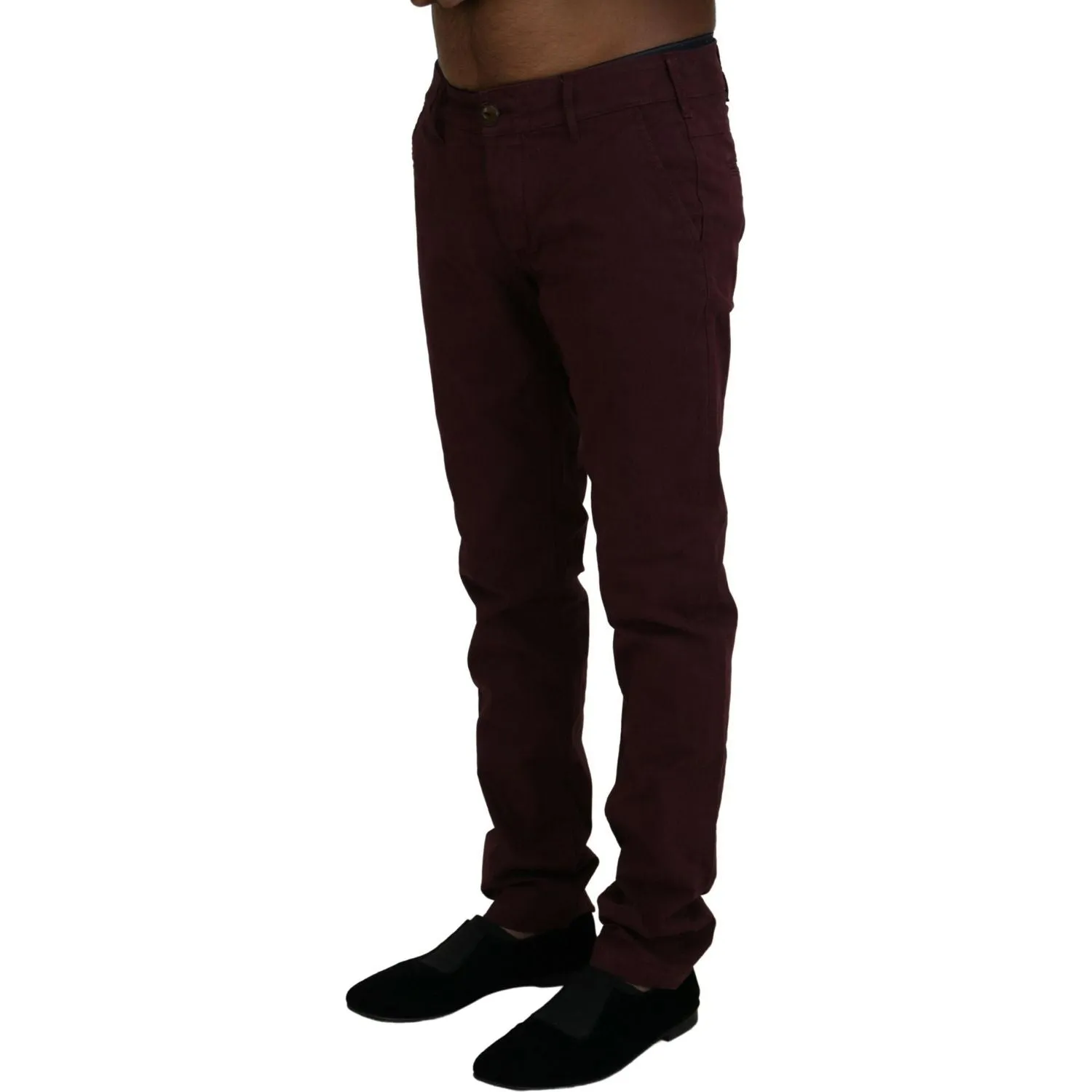 CYCLE Maroon Skinny Fit Cotton Pants