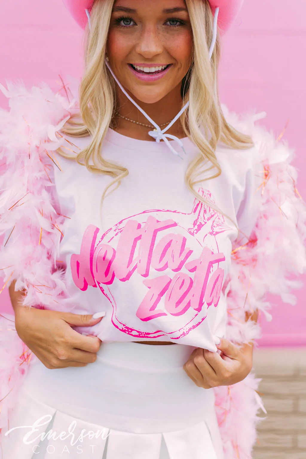 Delta Zeta Light Pale Pink Bid Day Tee