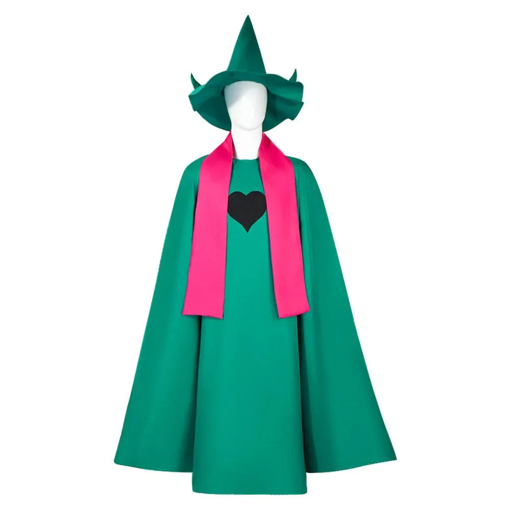 Deltarune Ralsei Cosplay Costume Cape Scarf and Hat Set for Adults