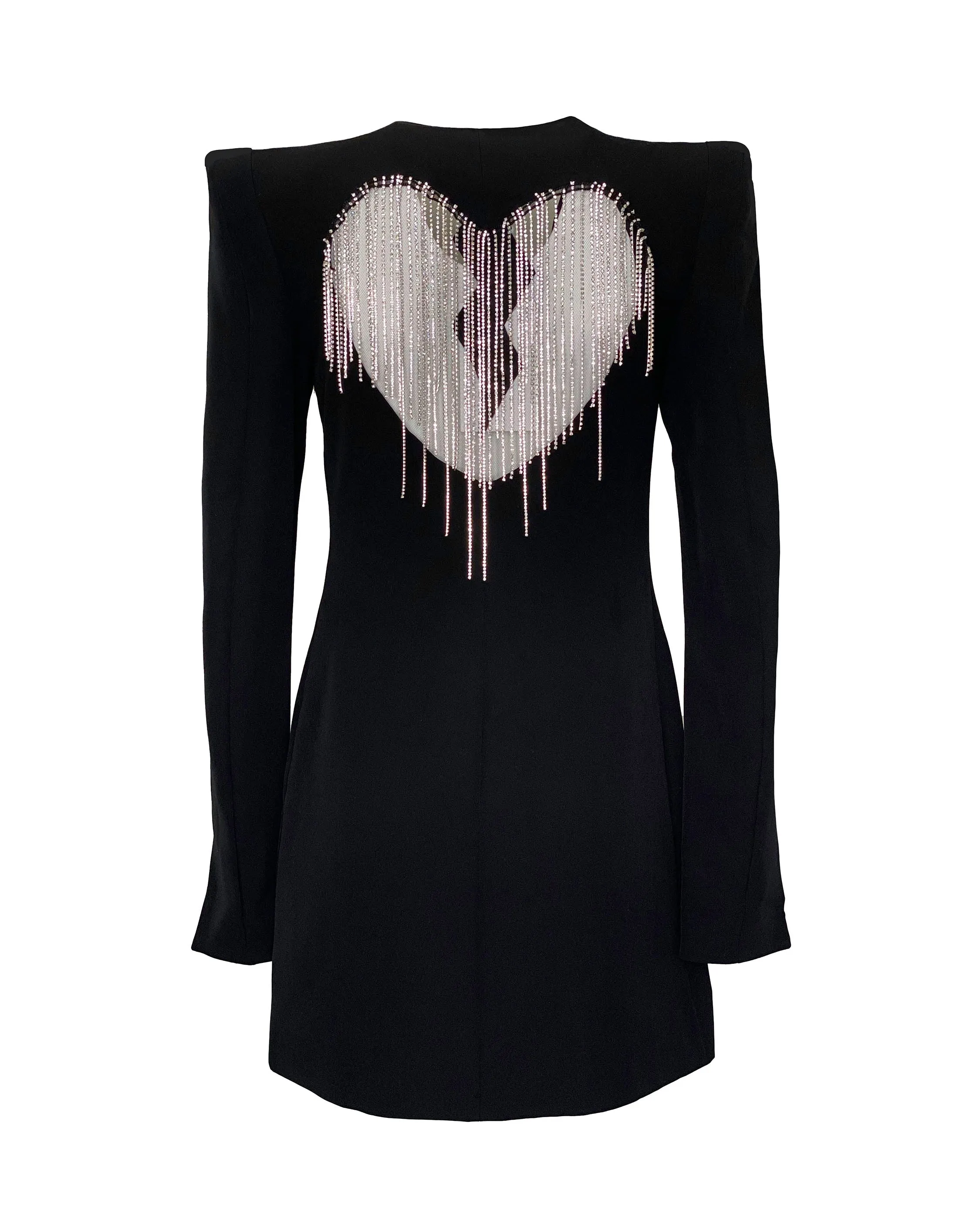 DIXIE DRESS- BLACK RHINESTONES FRINGES