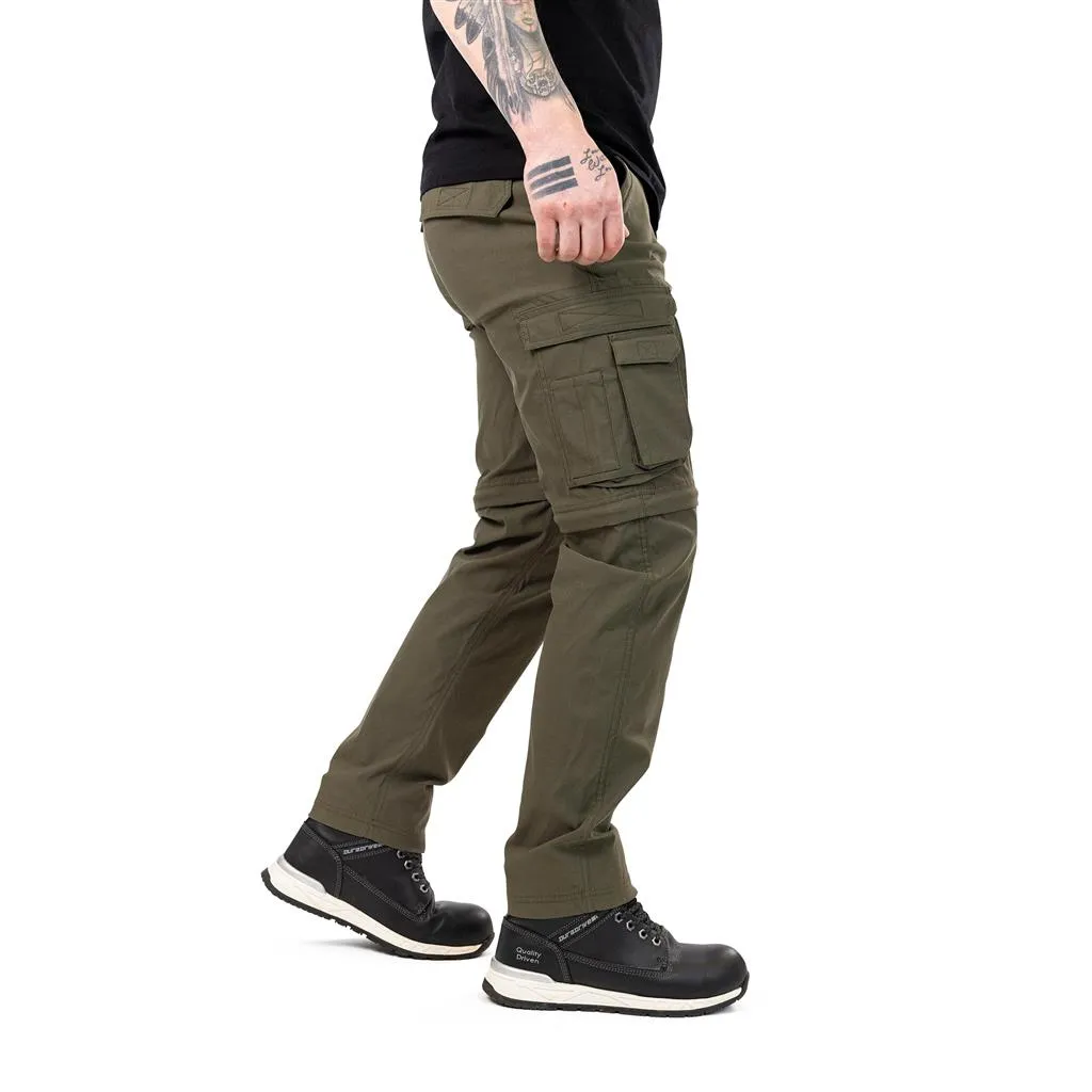 DuraDrive Olive/Charcoal 98% Nylon 2% Spandex Waistband: FLEX PRO Elastic ELEVATE Convertible Cargo Work Pant