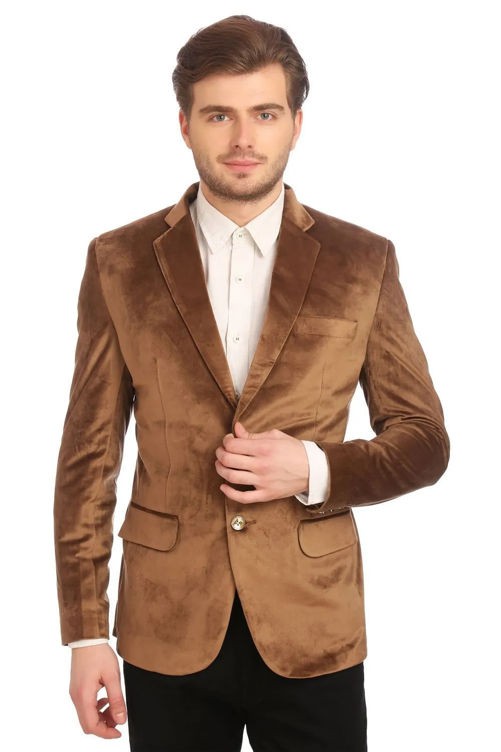 Dust Free Cotton Velvet Gold Blazer