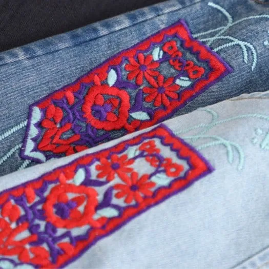 Embroidered Vintage Denim Skirt