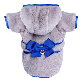 Fluffy Bow Dog Coat Baby Blue