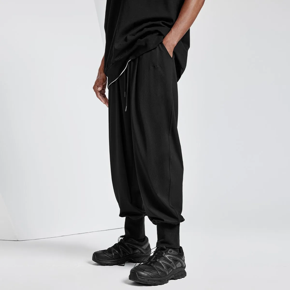 Fluid Cuffed Black Track Pants