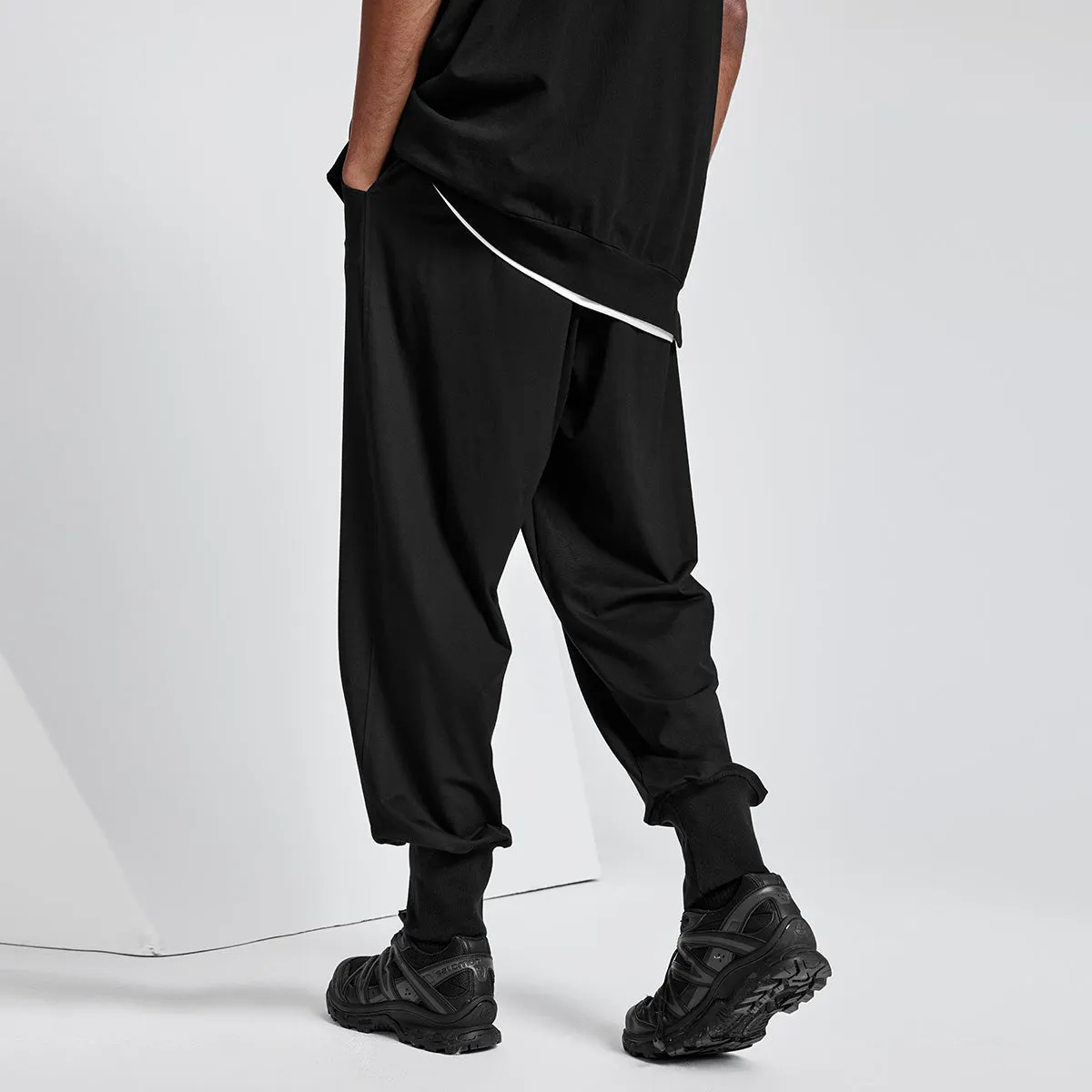 Fluid Cuffed Black Track Pants