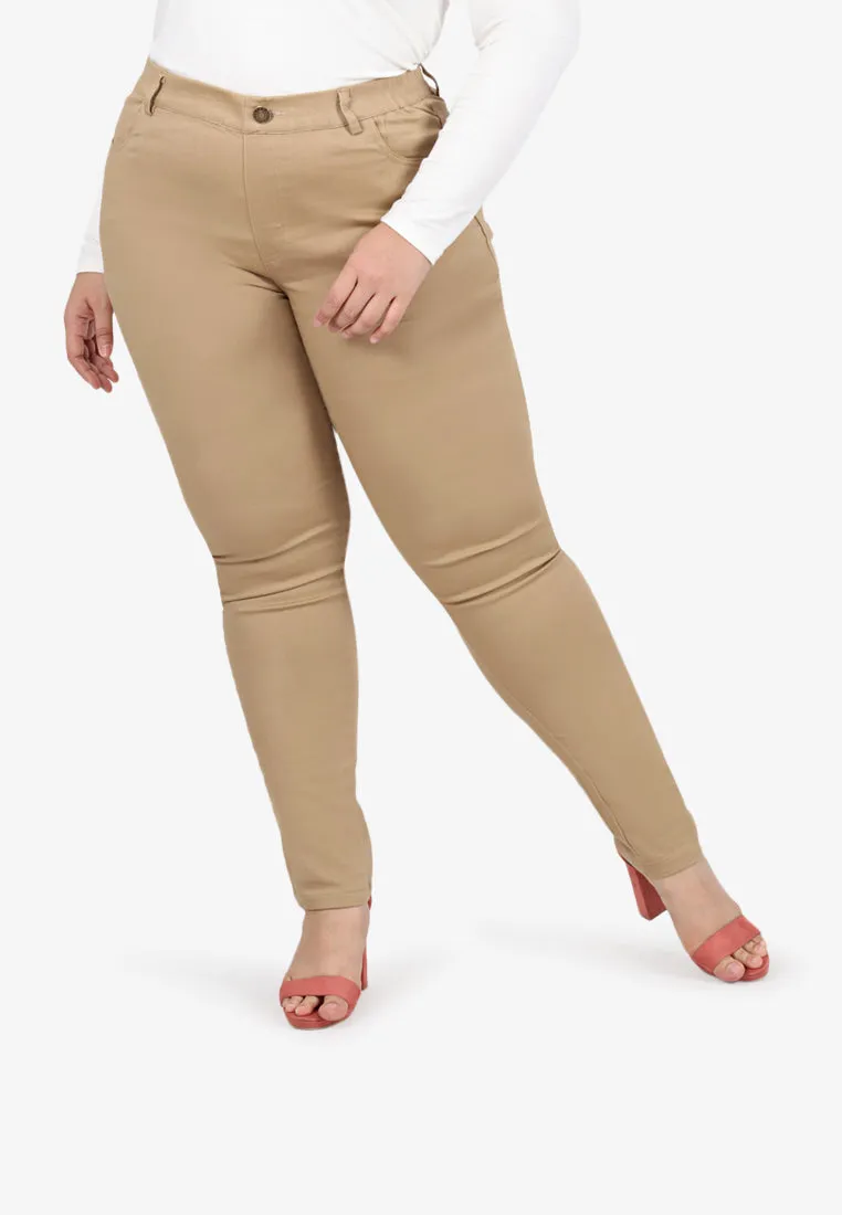 Ginnie Slim-fit Stretch Pants - Khaki Brown