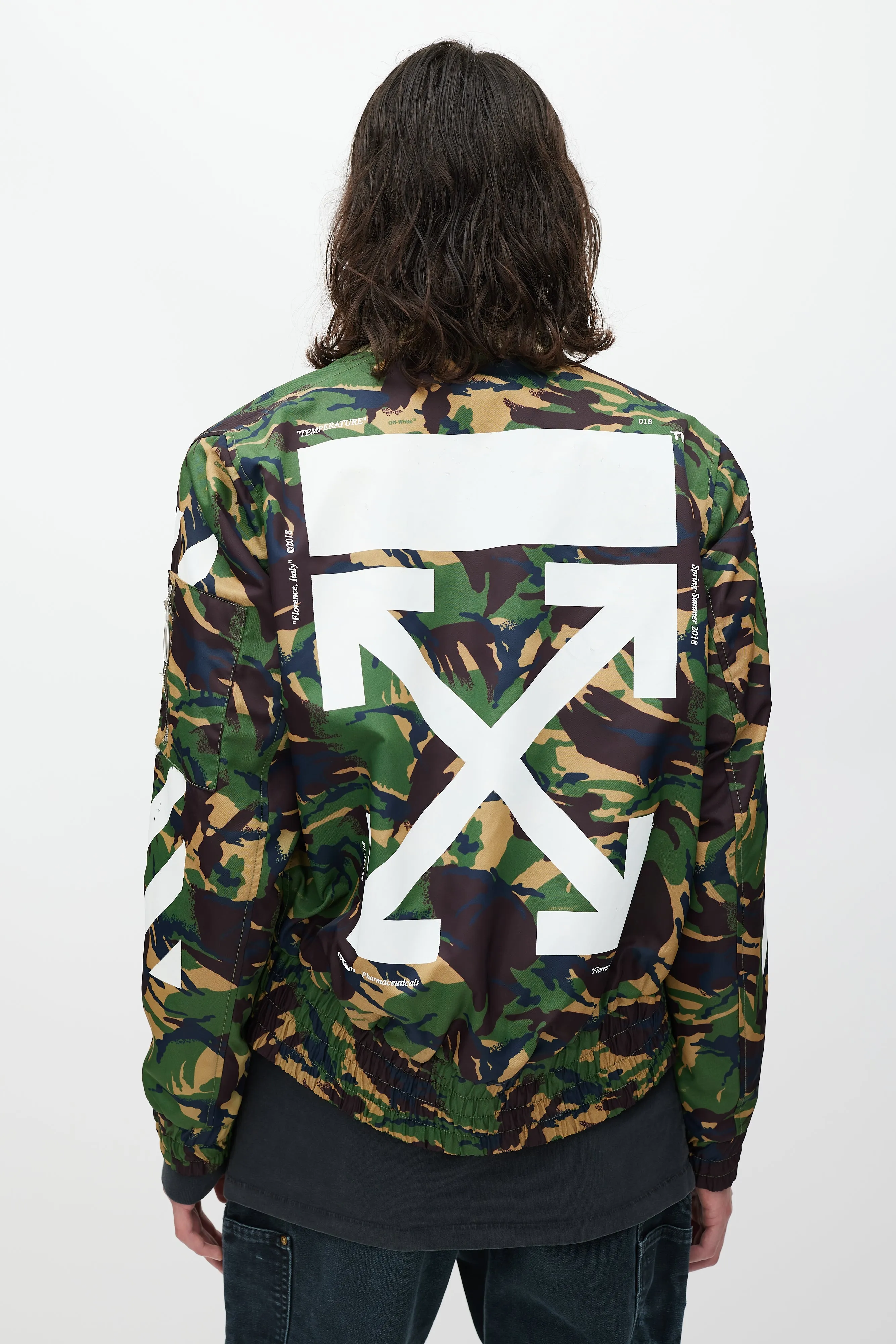 Green & Multicolour Camo Logo Bomber Jacket