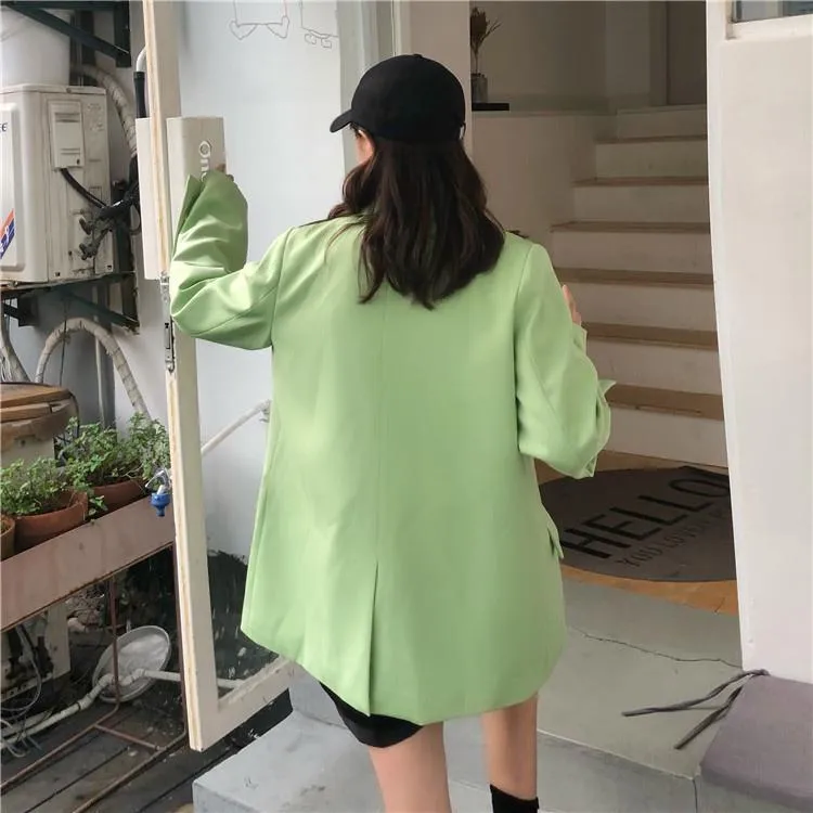 Green Khaki Ulzzang Oversized Blazer Jacket