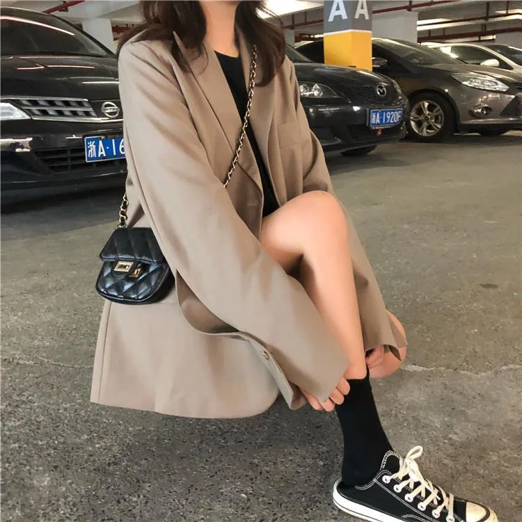 Green Khaki Ulzzang Oversized Blazer Jacket