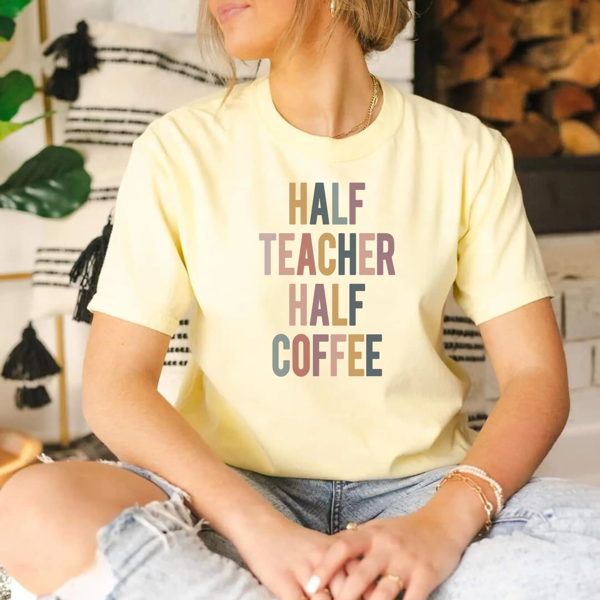 Half Teacher Half Coffee | Funny Teacher Shirt