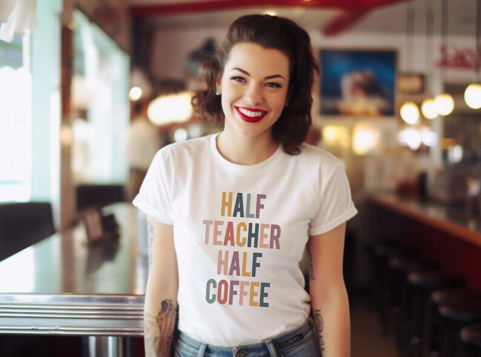 Half Teacher Half Coffee | Funny Teacher Shirt