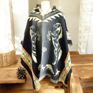 Handmade Ponchos black ( horse)