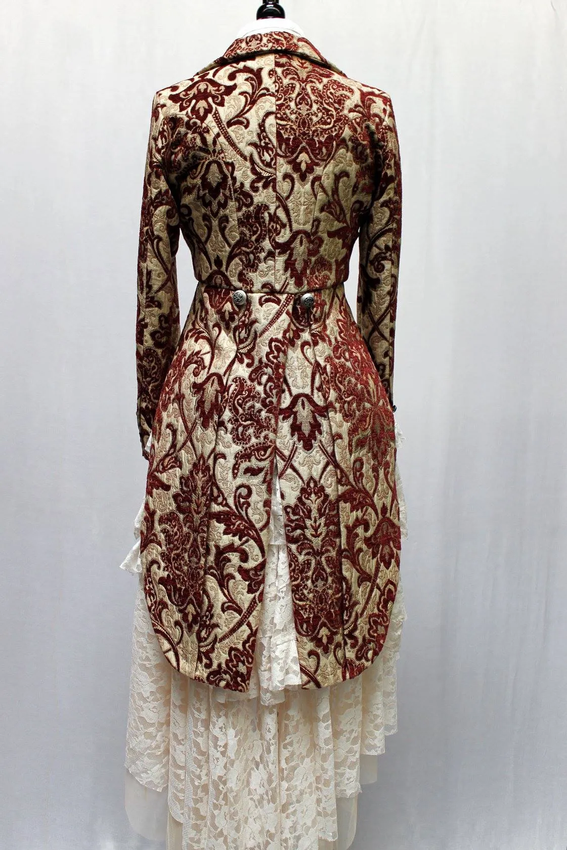 HARLEQUIN TAILCOAT - BURGUNDY/IVORY TAPESTRY