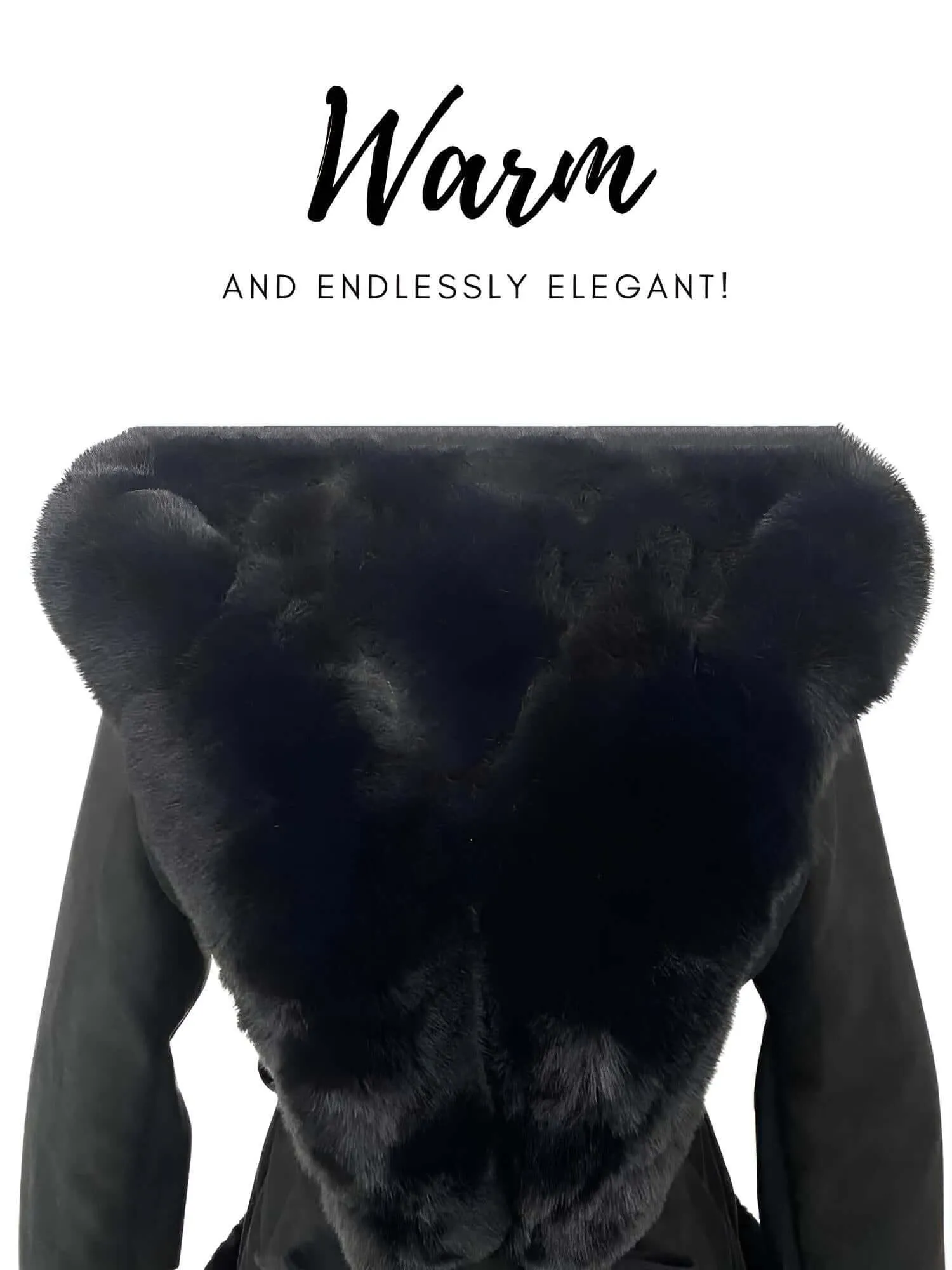 Hooded Fur Coats For Women With Belt and Fur Lining Inside