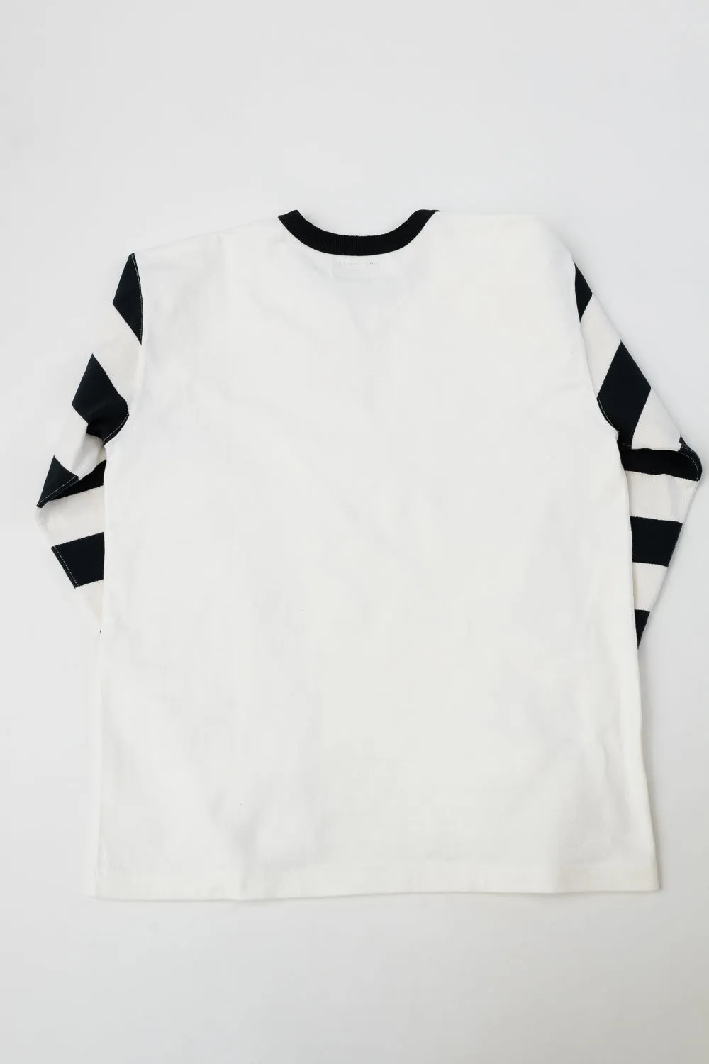 IHTB-12-WHT -  11oz Cotton Knit Long-Sleeved Sweater - White Body, Black Stripes