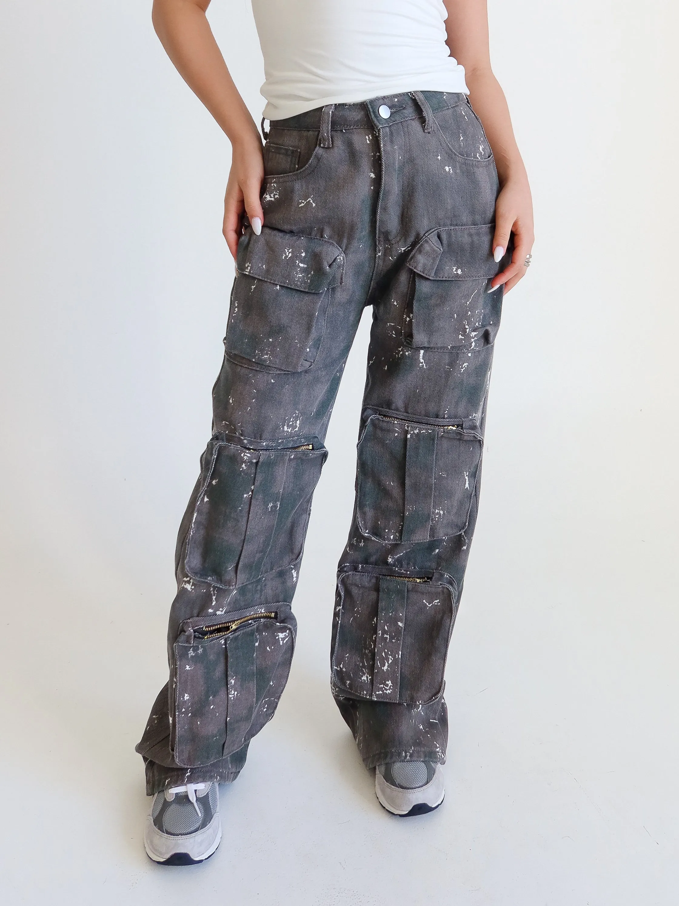 Janice Cargo Jeans (Charcoal)