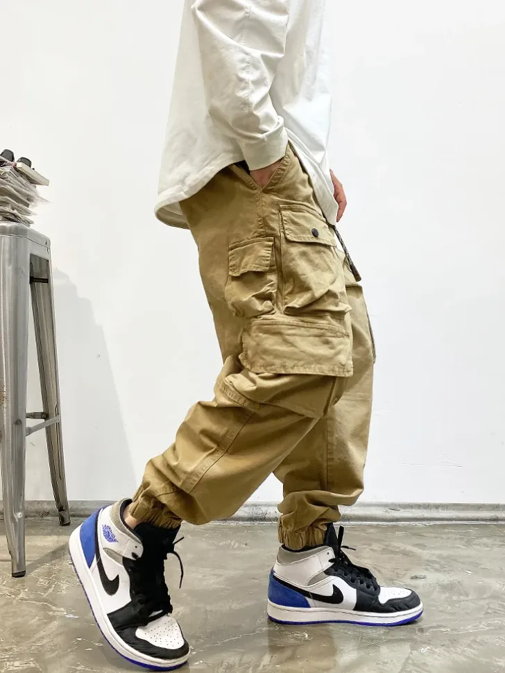 Japanese Streetwear Style Solid Cargo Pants