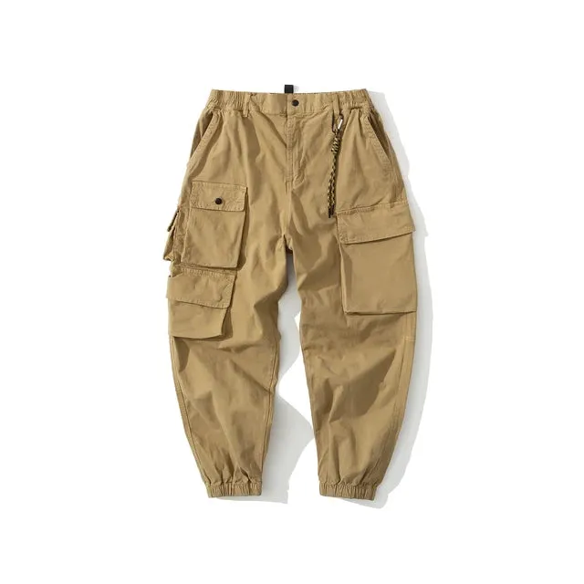 Japanese Streetwear Style Solid Cargo Pants