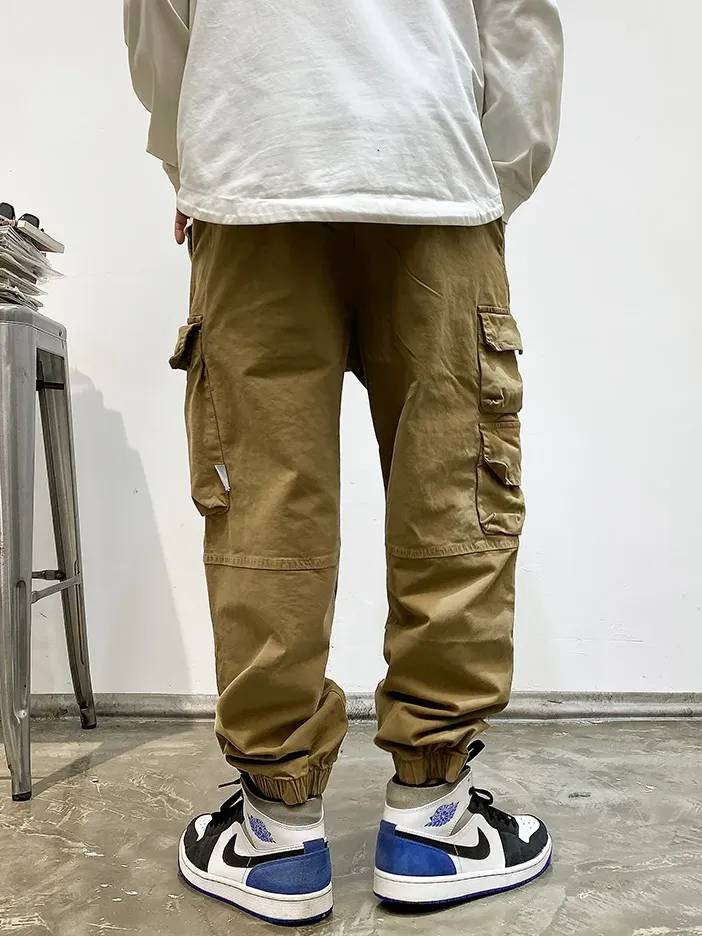 Japanese Streetwear Style Solid Cargo Pants