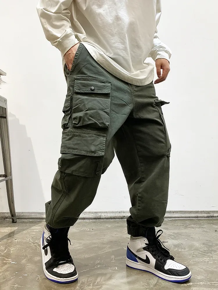 Japanese Streetwear Style Solid Cargo Pants