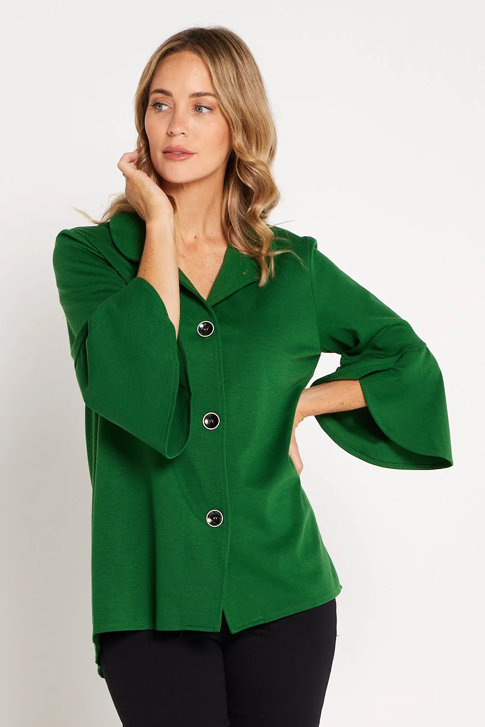 Jocelyn Tulip Sleeve Jacket - Green