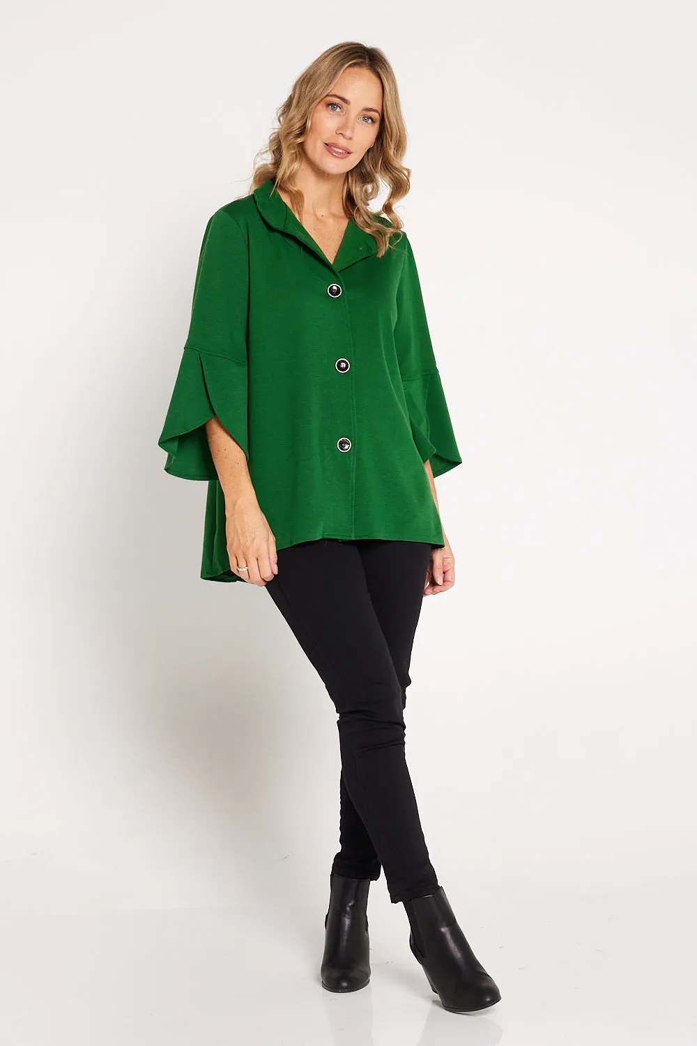 Jocelyn Tulip Sleeve Jacket - Green