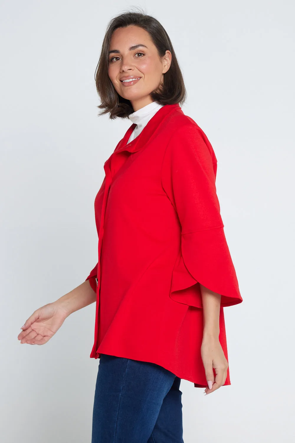 Jocelyn Tulip Sleeve Jacket - Red