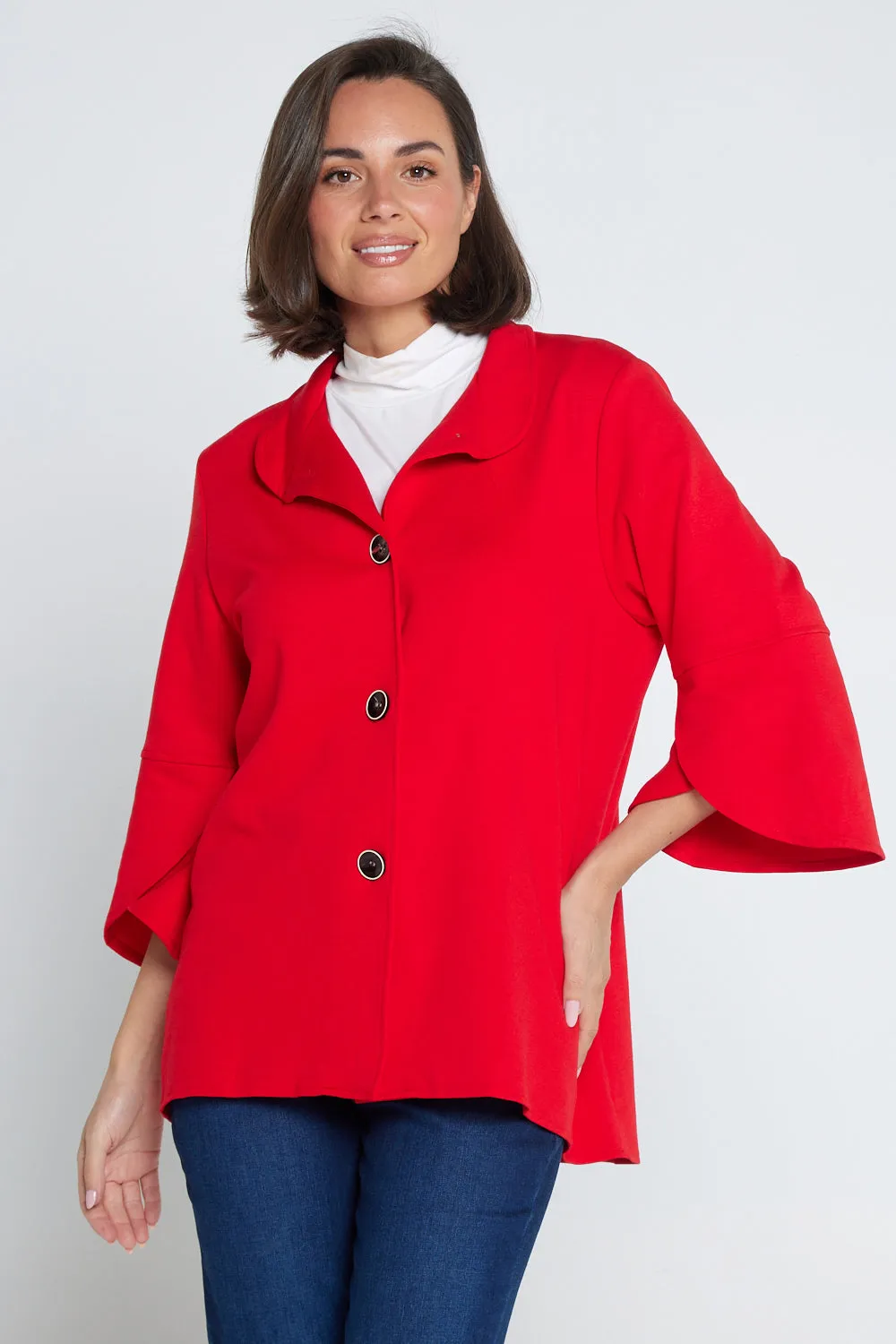 Jocelyn Tulip Sleeve Jacket - Red