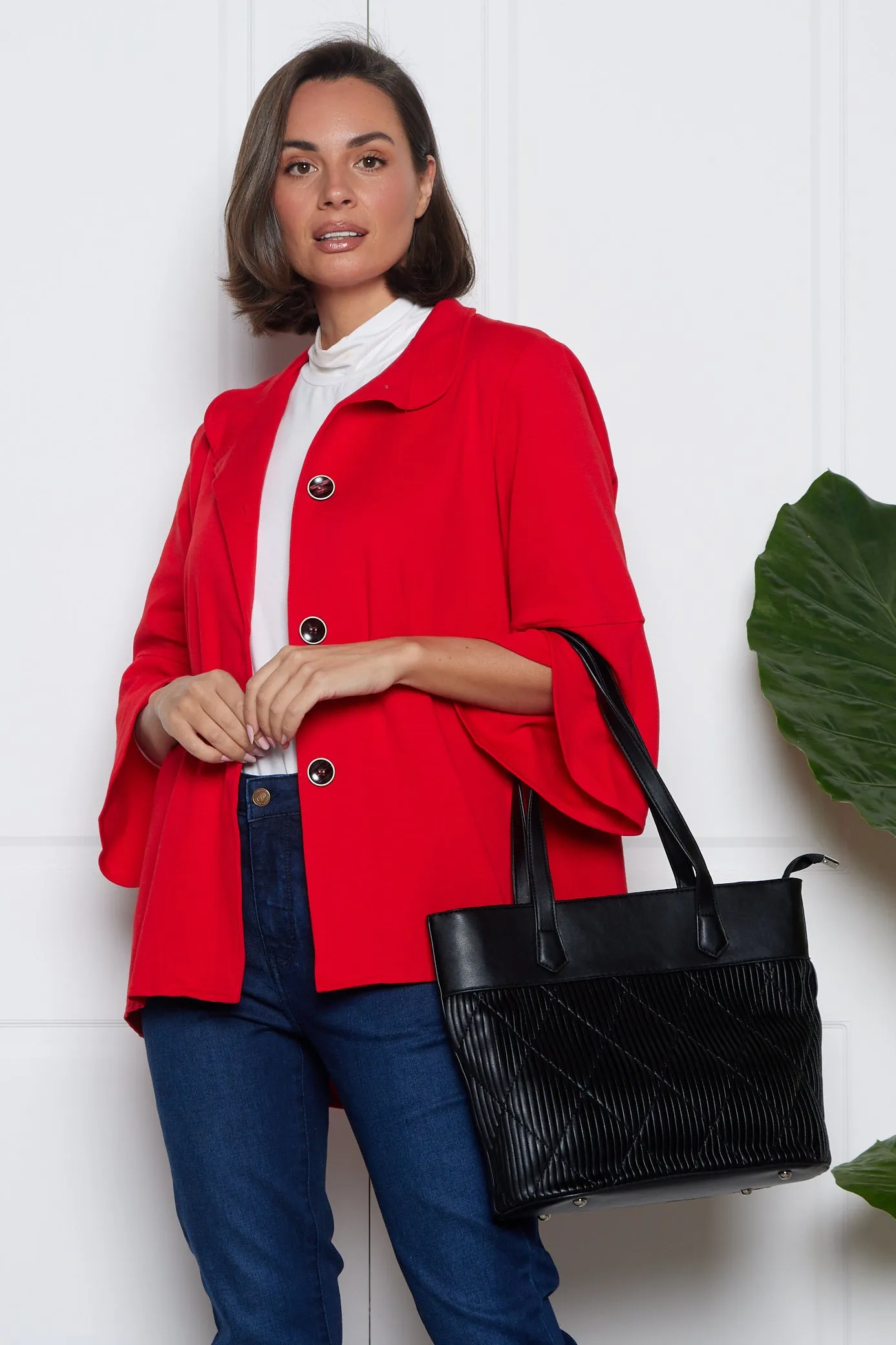 Jocelyn Tulip Sleeve Jacket - Red