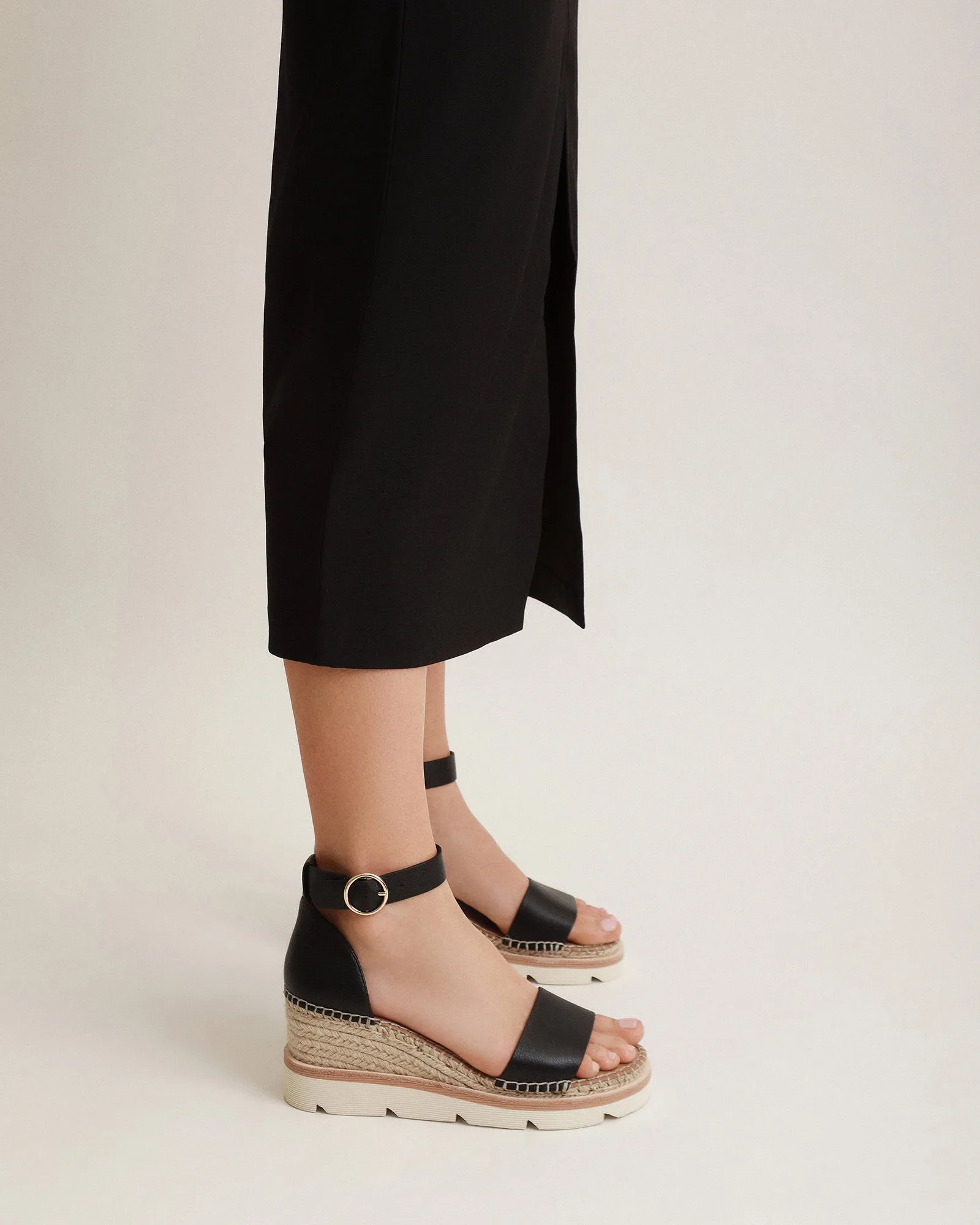 KELLY MID HEEL WEDGES BLACK WHITE