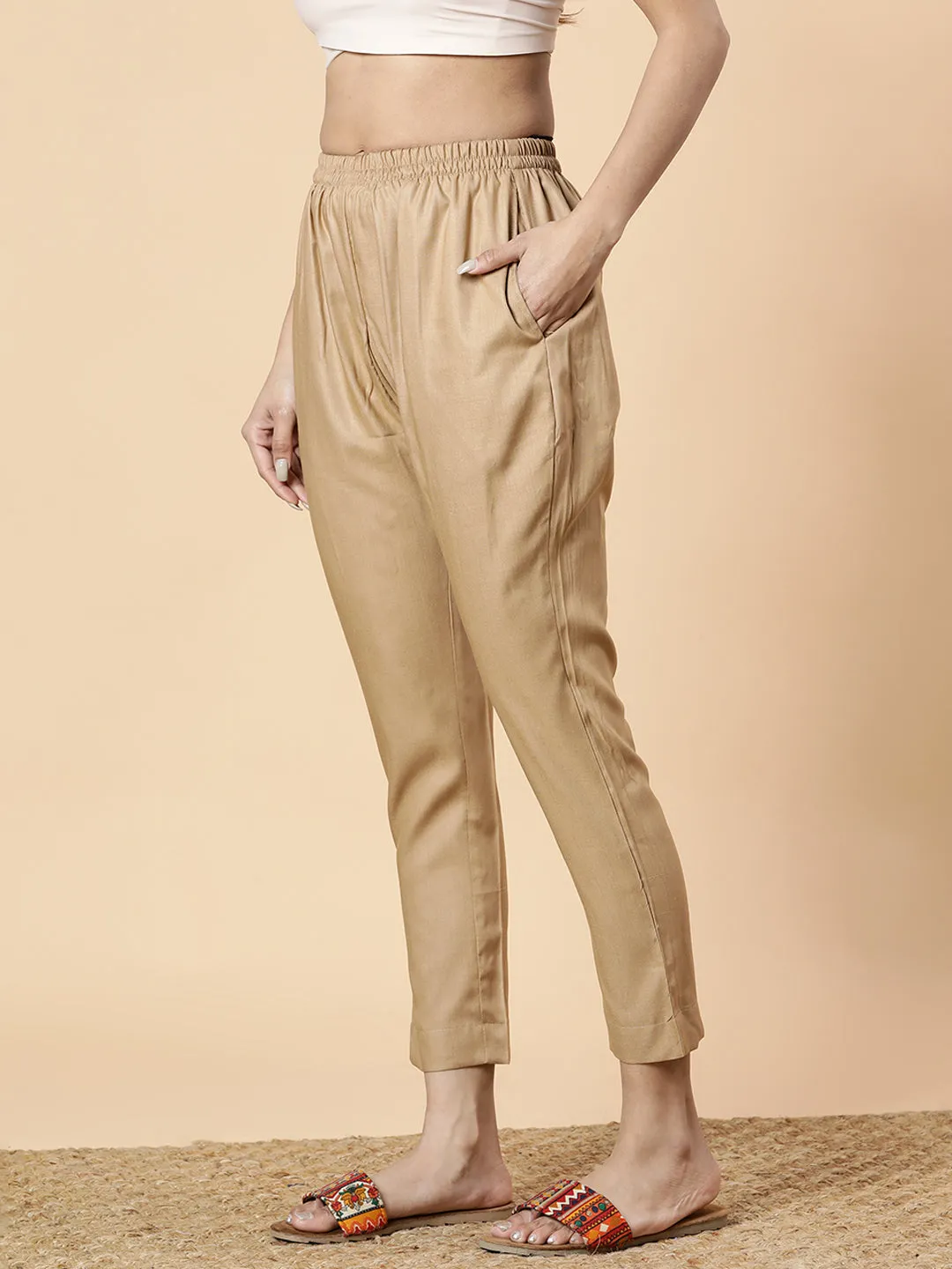 Khaki Rayon Pants