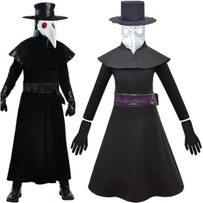 Kids Plague Doctor Cosplay Costume Long Robe Cape Outfits Steampunk Plague Doctor Cosplay Dress