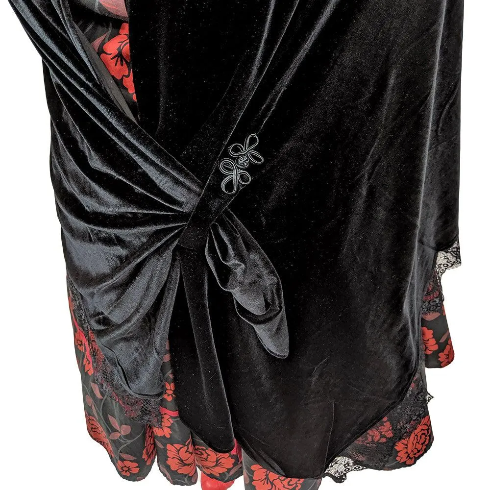 Lace Stole Cape in Black Velvet