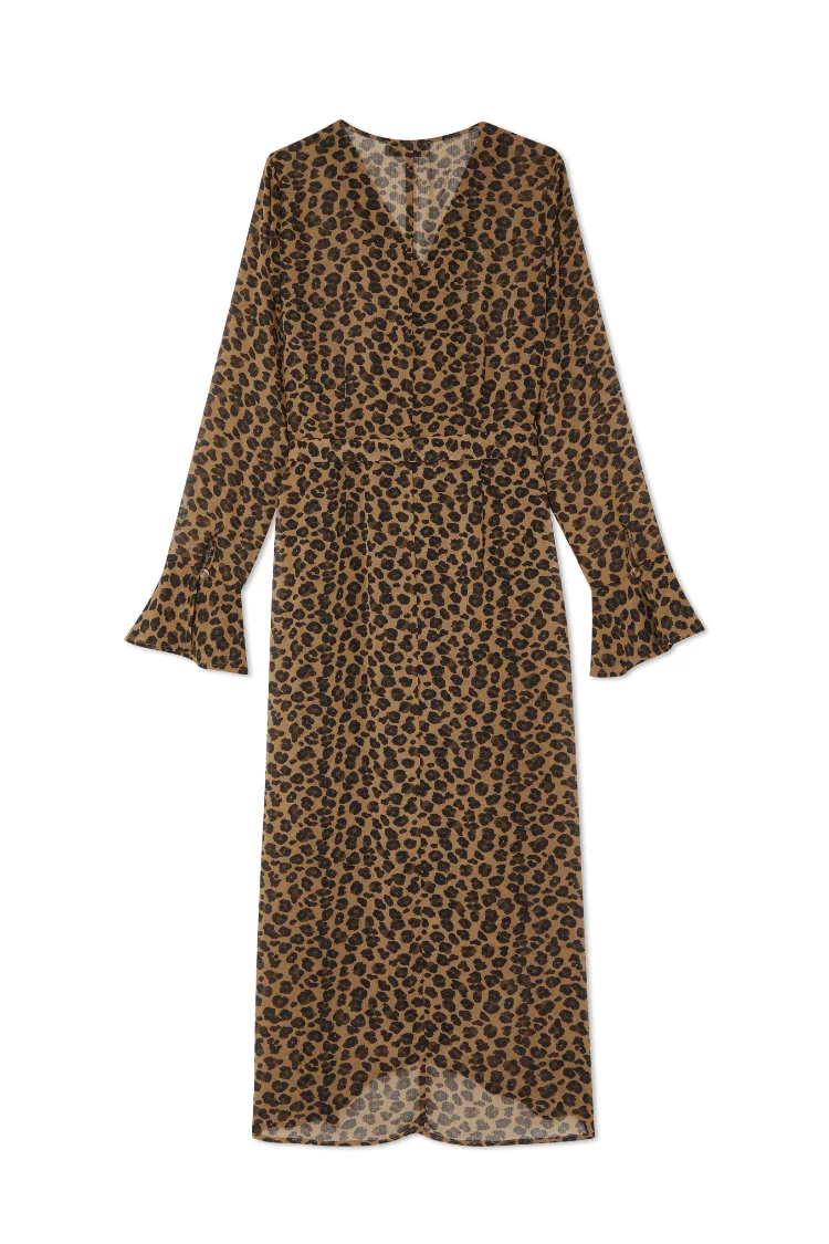 Leopard Lucia Sheer Wrap Dress