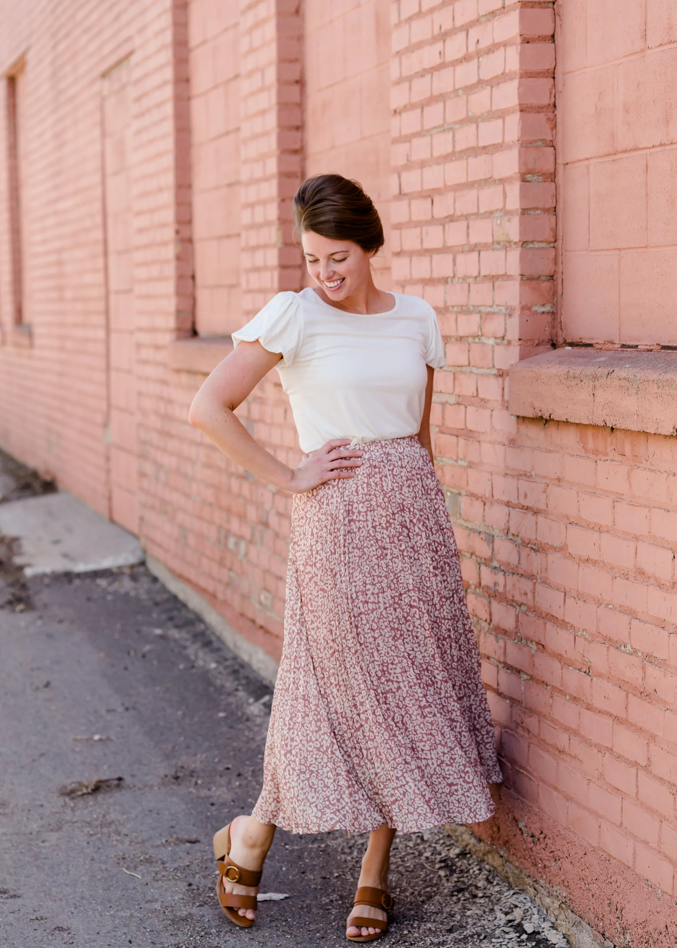 Leopard Print Pleated Midi Skirt - FINAL SALE