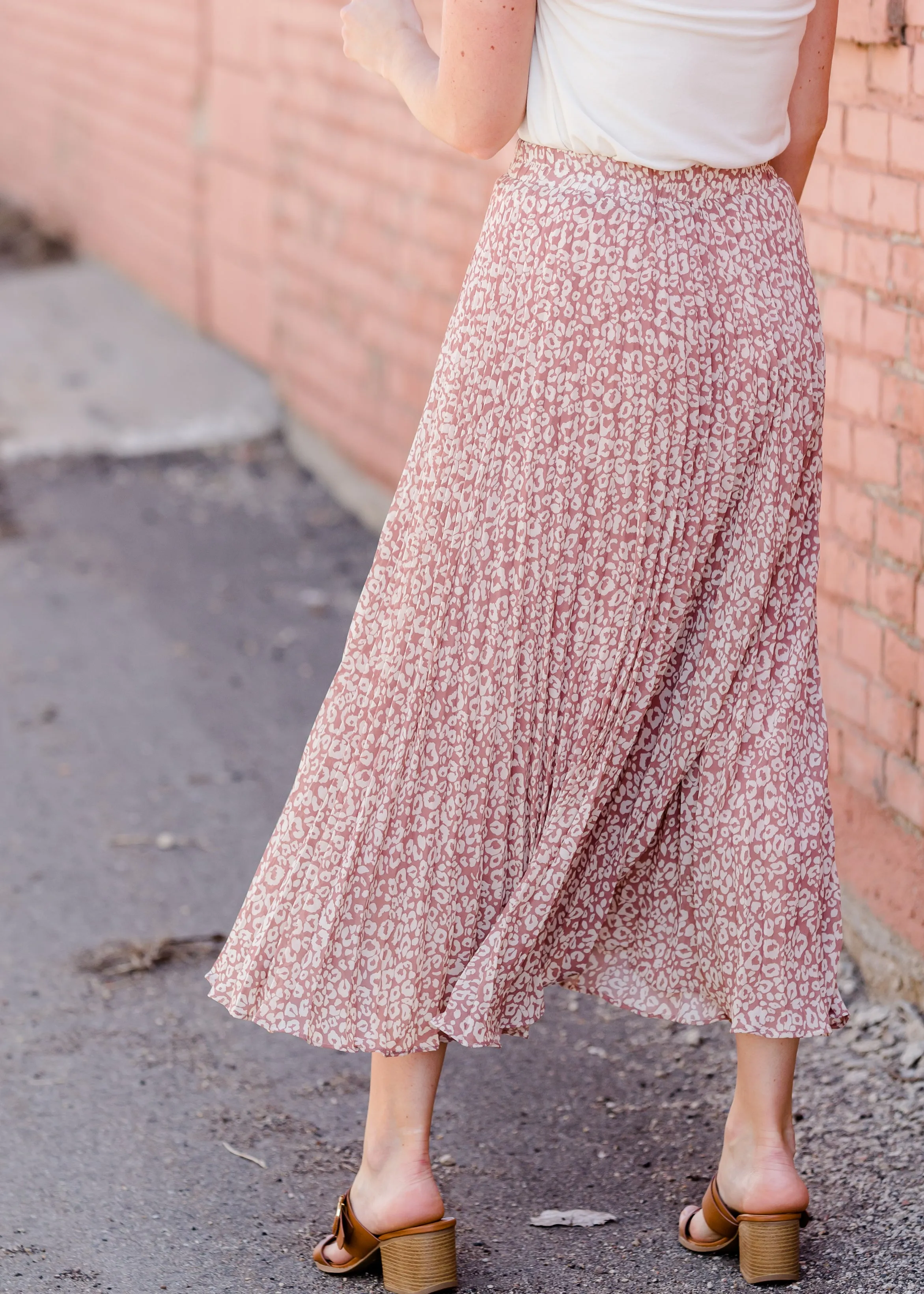 Leopard Print Pleated Midi Skirt - FINAL SALE