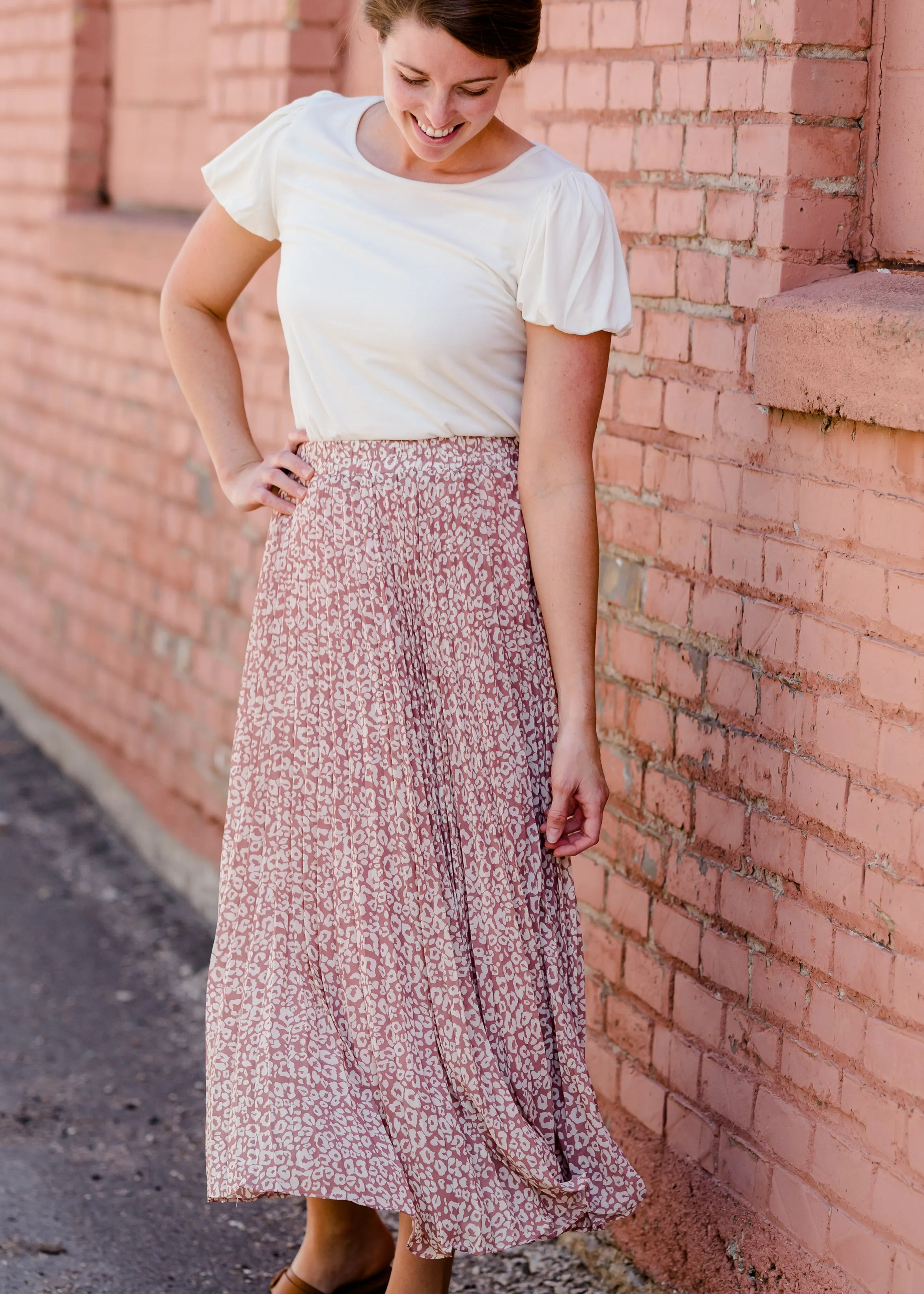 Leopard Print Pleated Midi Skirt - FINAL SALE