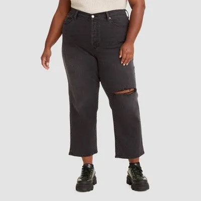 Levi's Women's Plus High Rise Straight Leg Crop Straight Jeans Stretch Denim