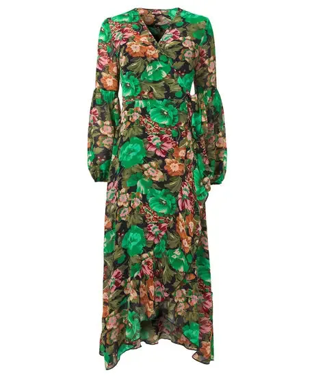 LILY PRINT WRAP DRESS