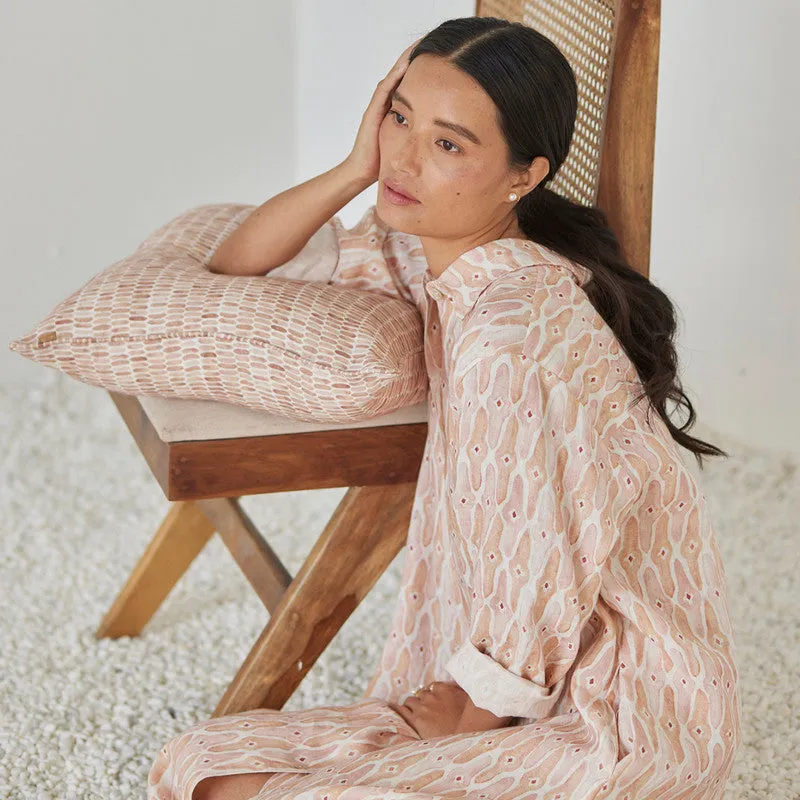 Linen Dress For Women | Shirt Style | Watercolour Print | Pink