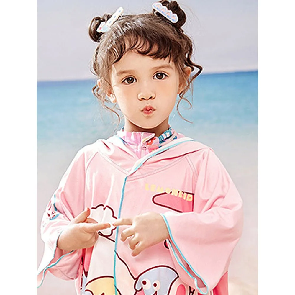 Little Surprise Box Pink Bunny Lightweight Microfibre Hooded Swim Poncho/ beach coverup towel for Kids