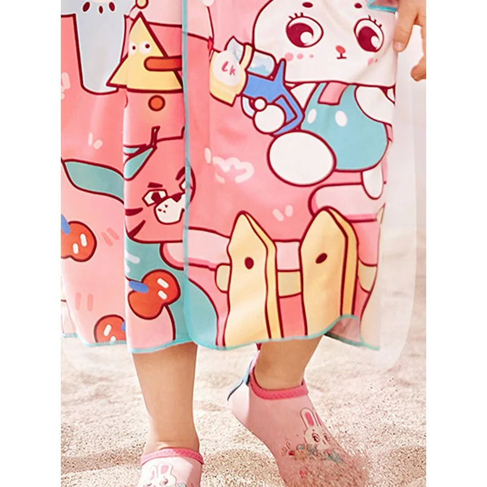 Little Surprise Box Pink Bunny Lightweight Microfibre Hooded Swim Poncho/ beach coverup towel for Kids