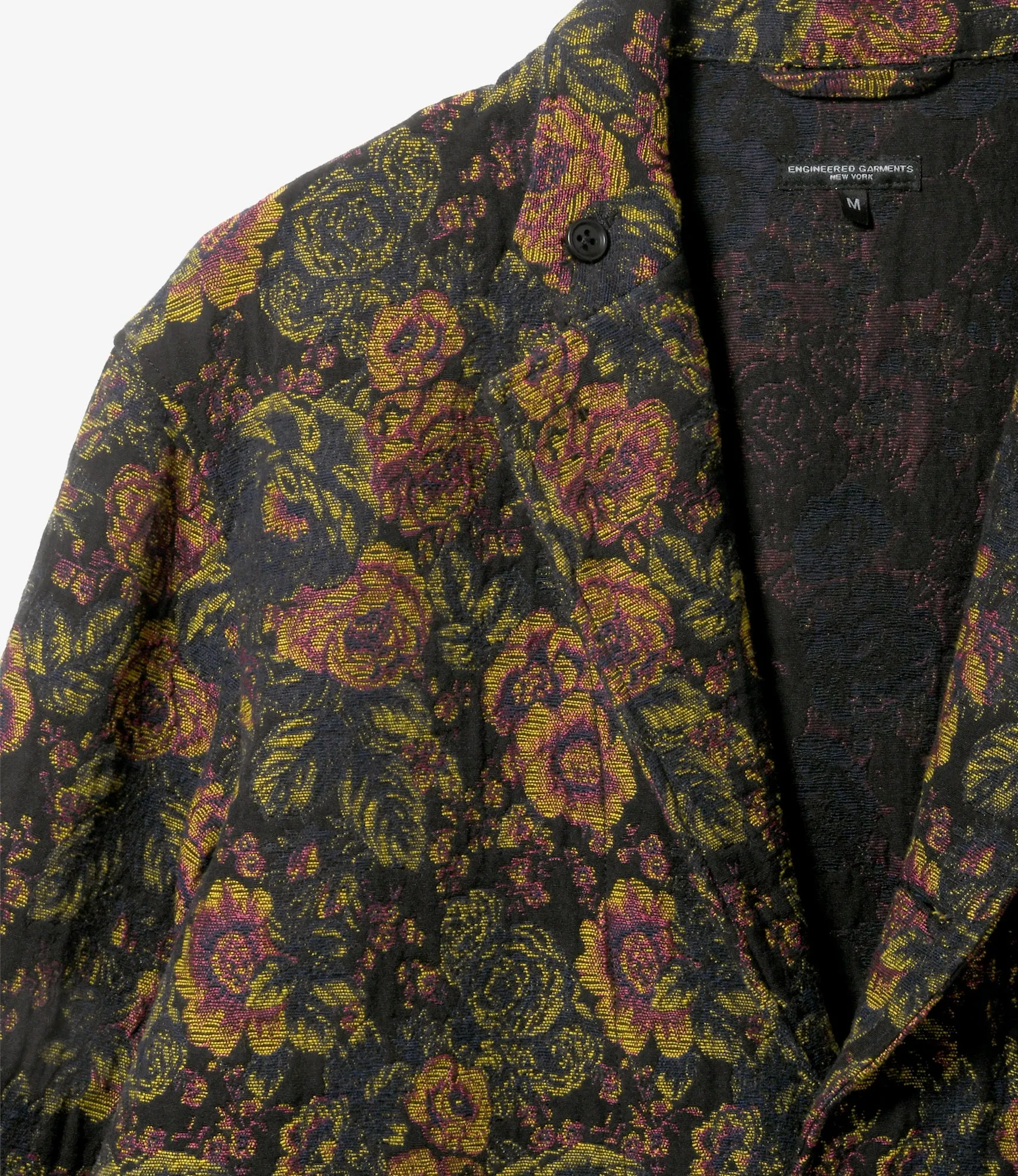 Loiter Jacket – Black/Gold Floral Jacquard Poly Cotton