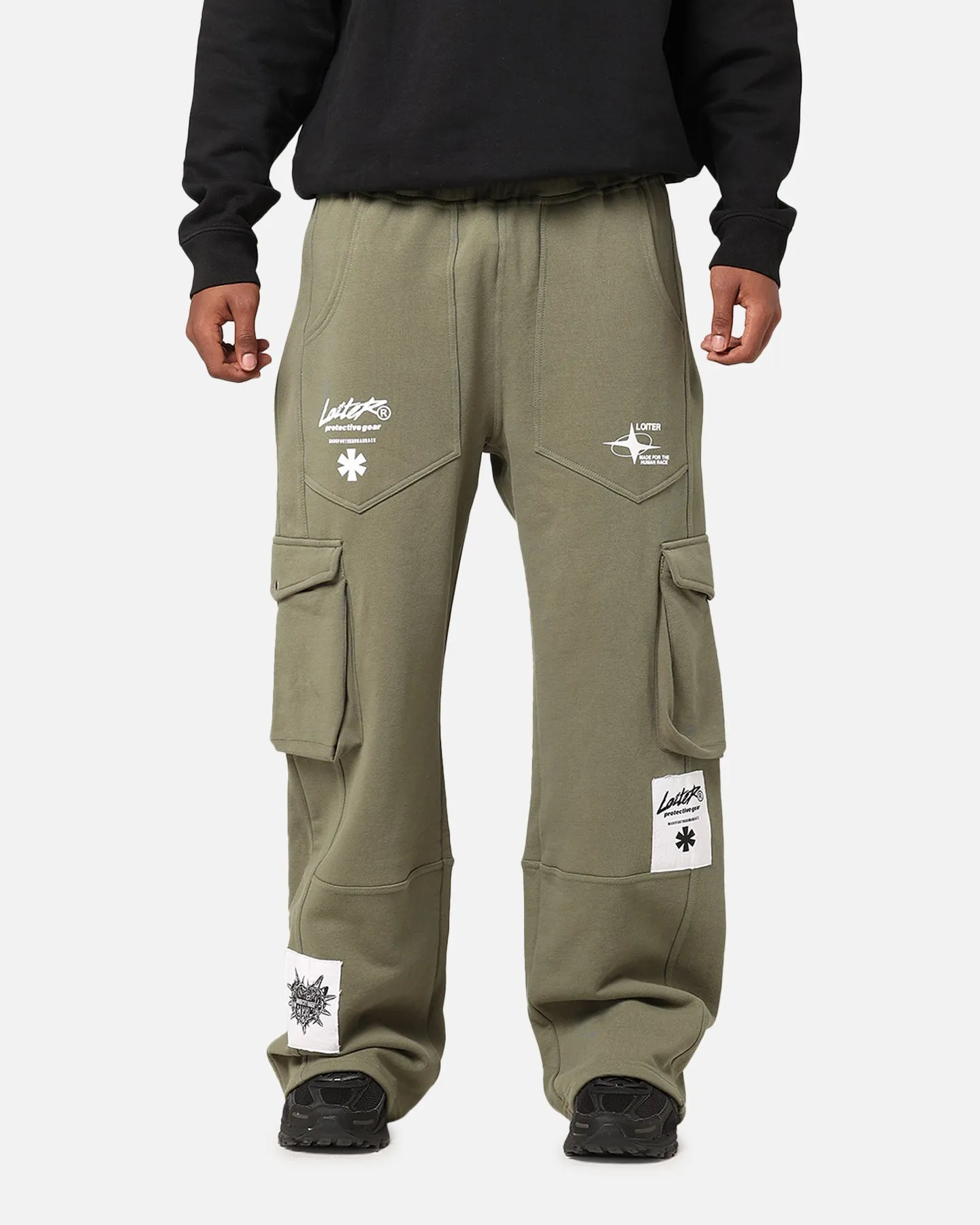 Loiter Utopia Cargo Sweat Pants Khaki Green