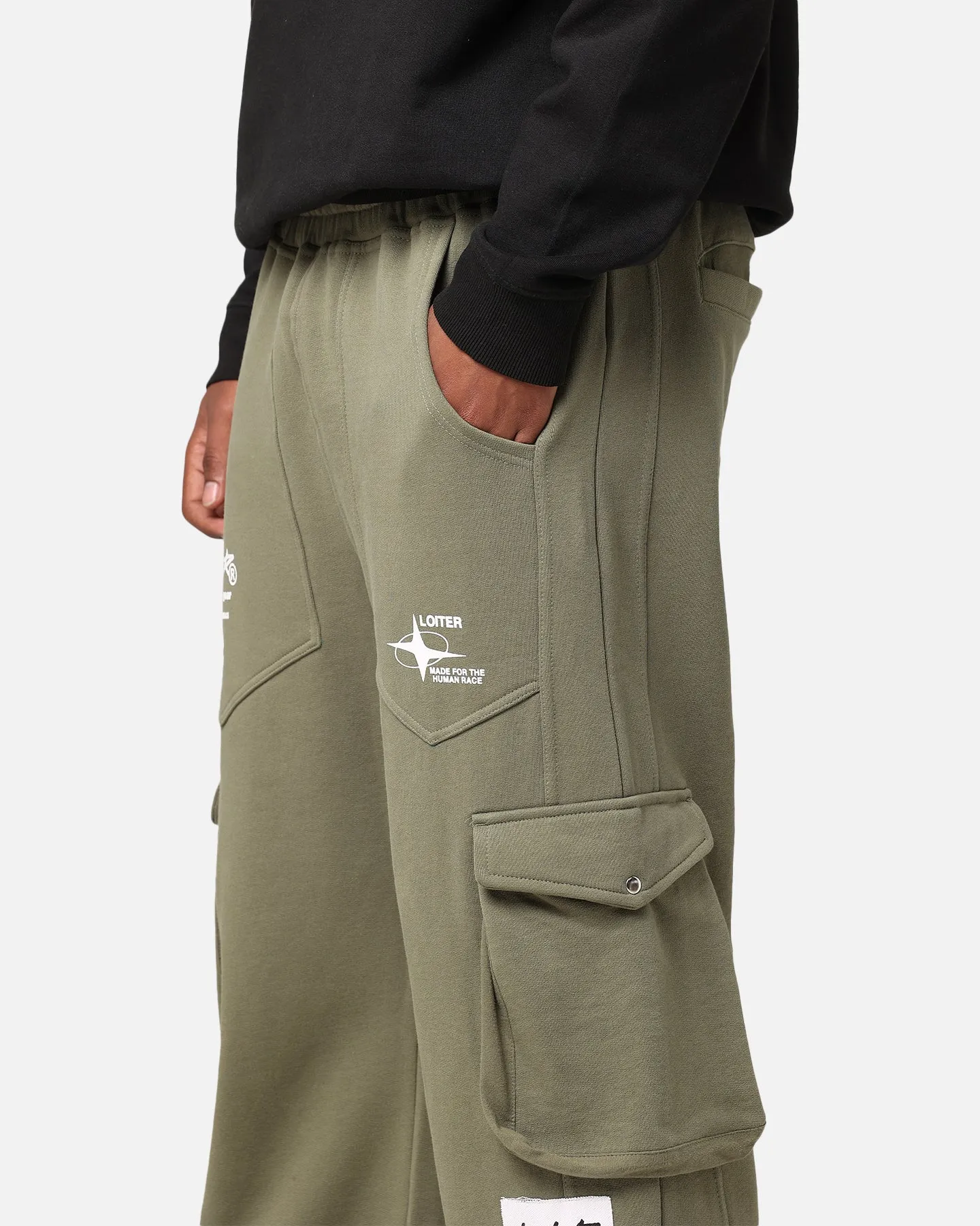 Loiter Utopia Cargo Sweat Pants Khaki Green