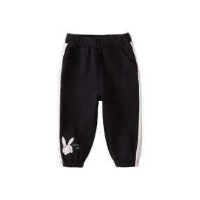 Lucky Girl Rabbit Bow Side Panel Black Pants