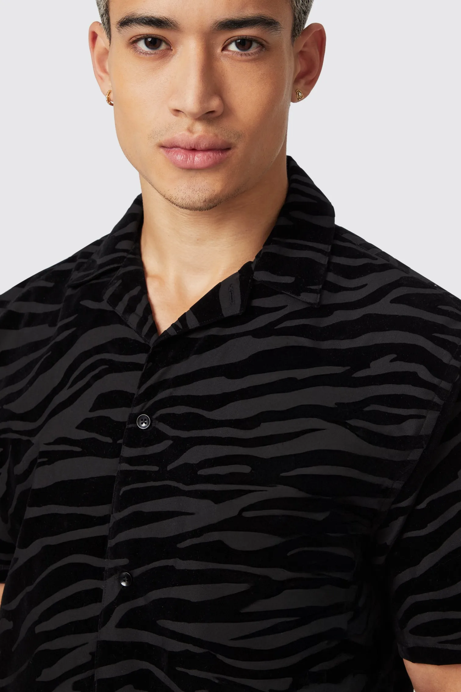 Magnussen Slim Fit Zebra Flocked Black Shirt