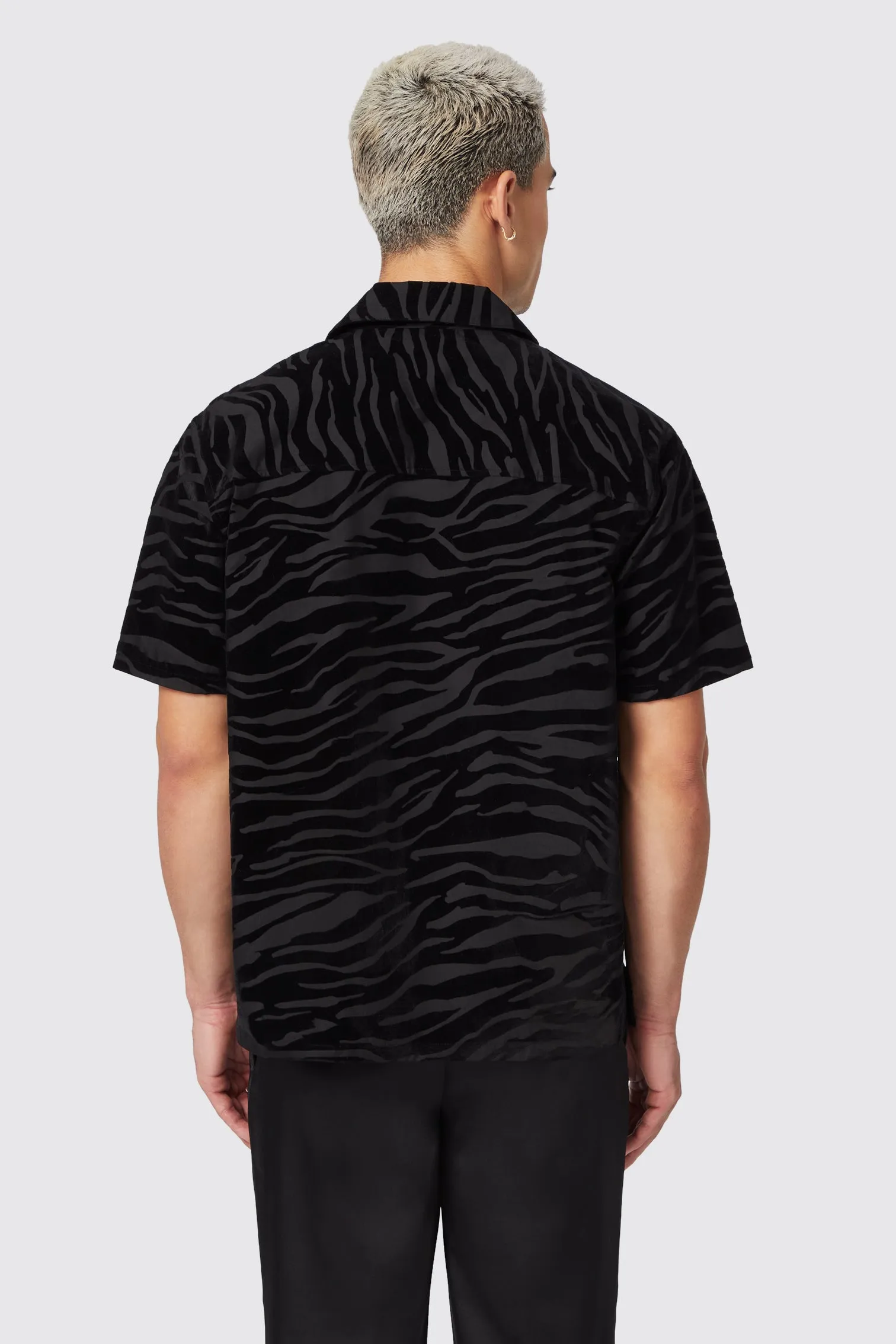 Magnussen Slim Fit Zebra Flocked Black Shirt