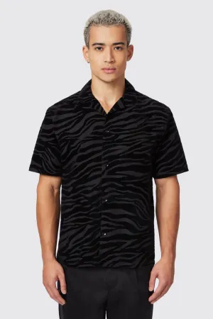 Magnussen Slim Fit Zebra Flocked Black Shirt